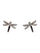 Christian Dior 18K Diamond & Mother of Pearl Dragonfly Stud Earrings