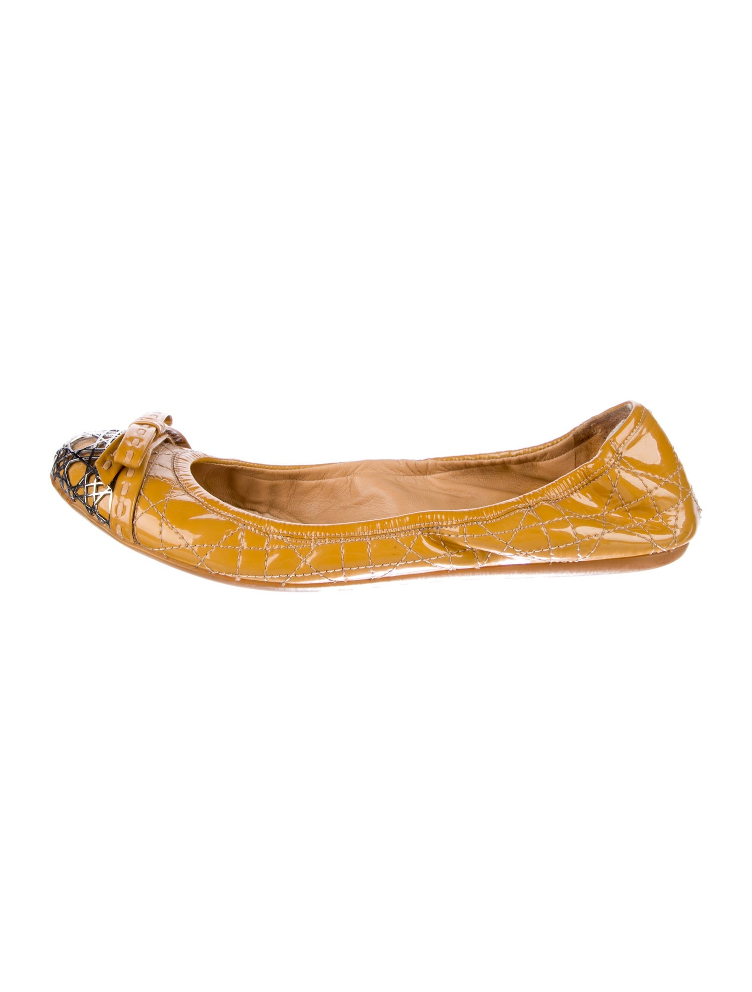 Christian Dior Cannage Pattern Patent Leather Ballet Flats