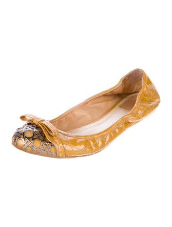 Christian Dior Cannage Pattern Patent Leather Ballet Flats