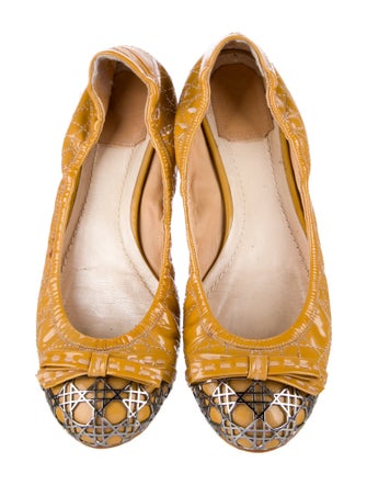 Christian Dior Cannage Pattern Patent Leather Ballet Flats