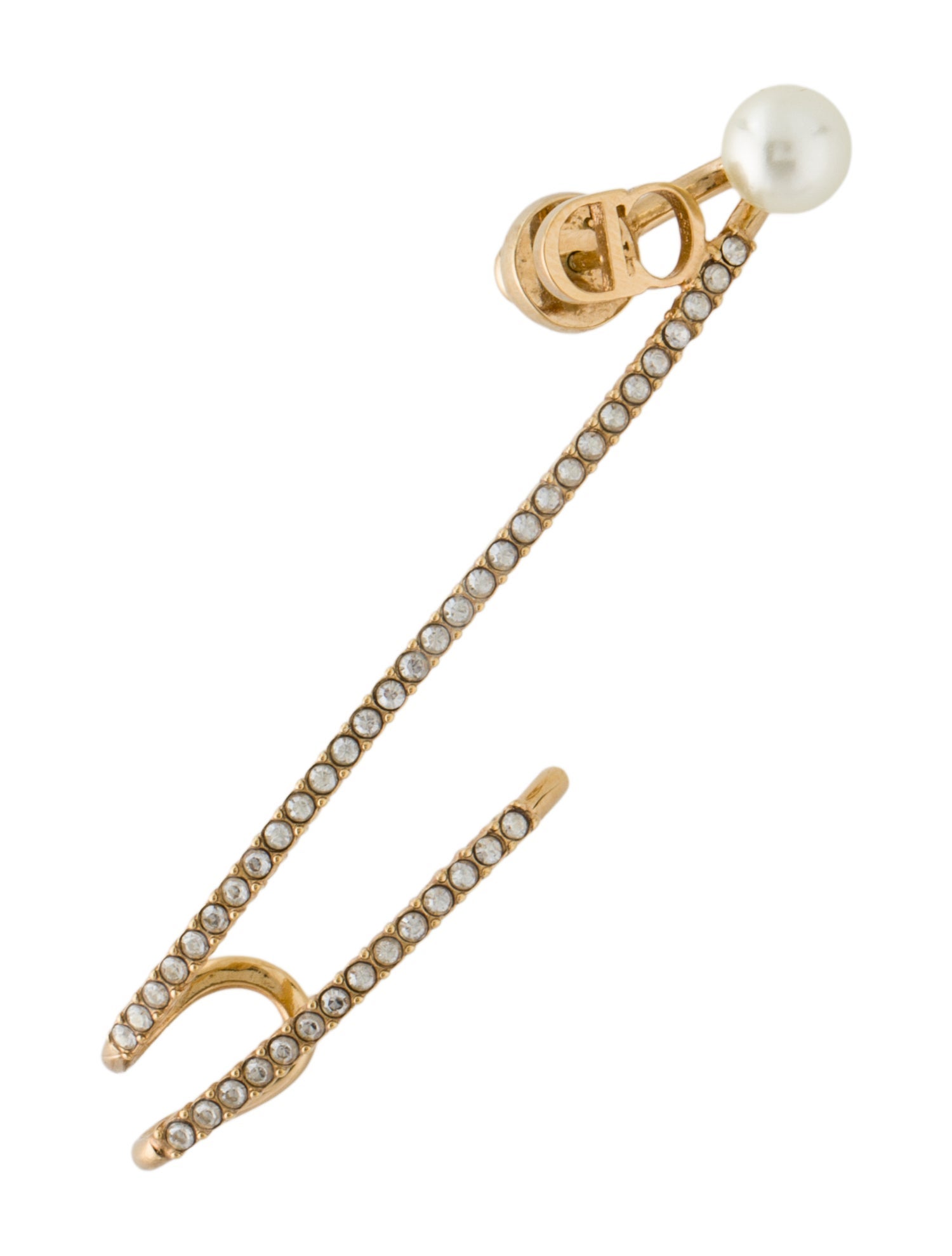 Christian Dior Faux Pearl & Crystal Clair D Lune Single Earring