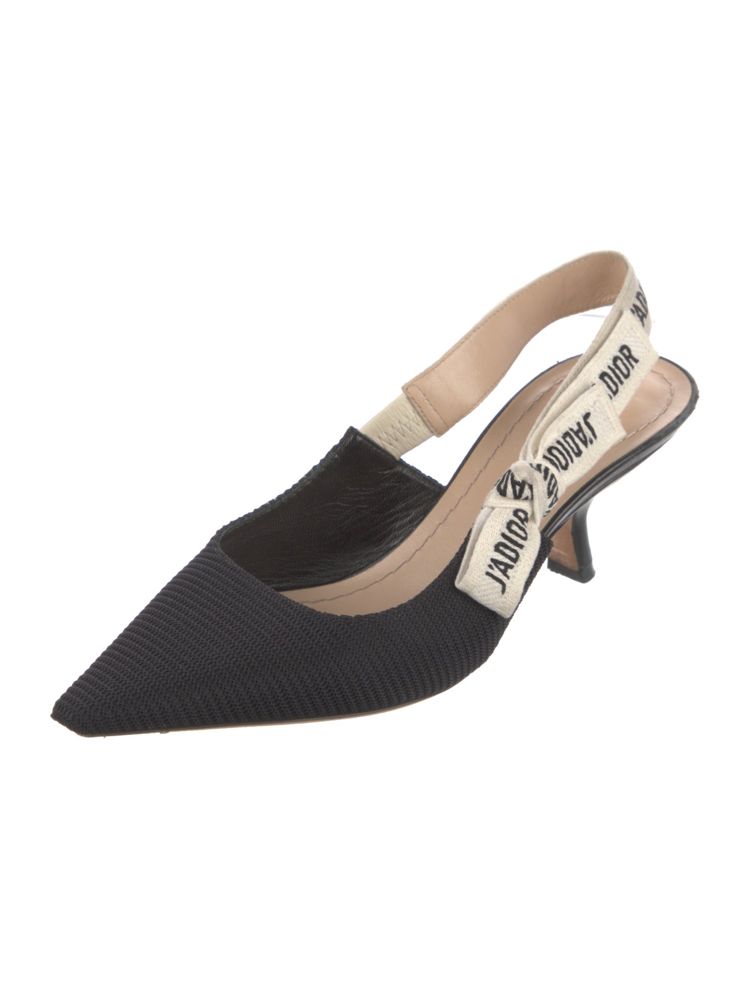 Christian Dior Canvas Colorblock Pattern Slingback Pumps