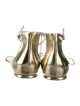 Christian Dior Leather Chain-Link Accents T-Strap Sandals