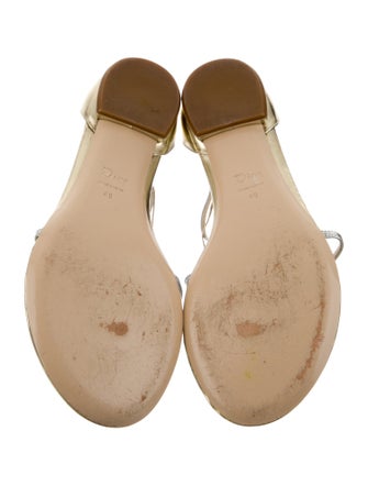 Christian Dior Leather Chain-Link Accents T-Strap Sandals