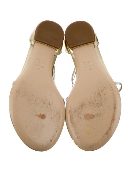 Christian Dior Leather Chain-Link Accents T-Strap Sandals