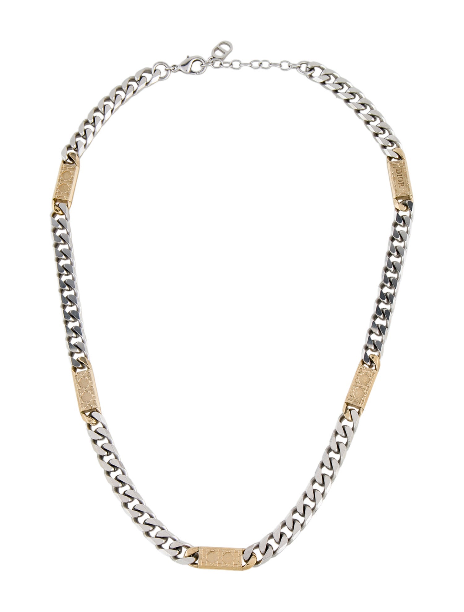 Christian Dior Two-Tone 'Cannage' Chain Link Necklace