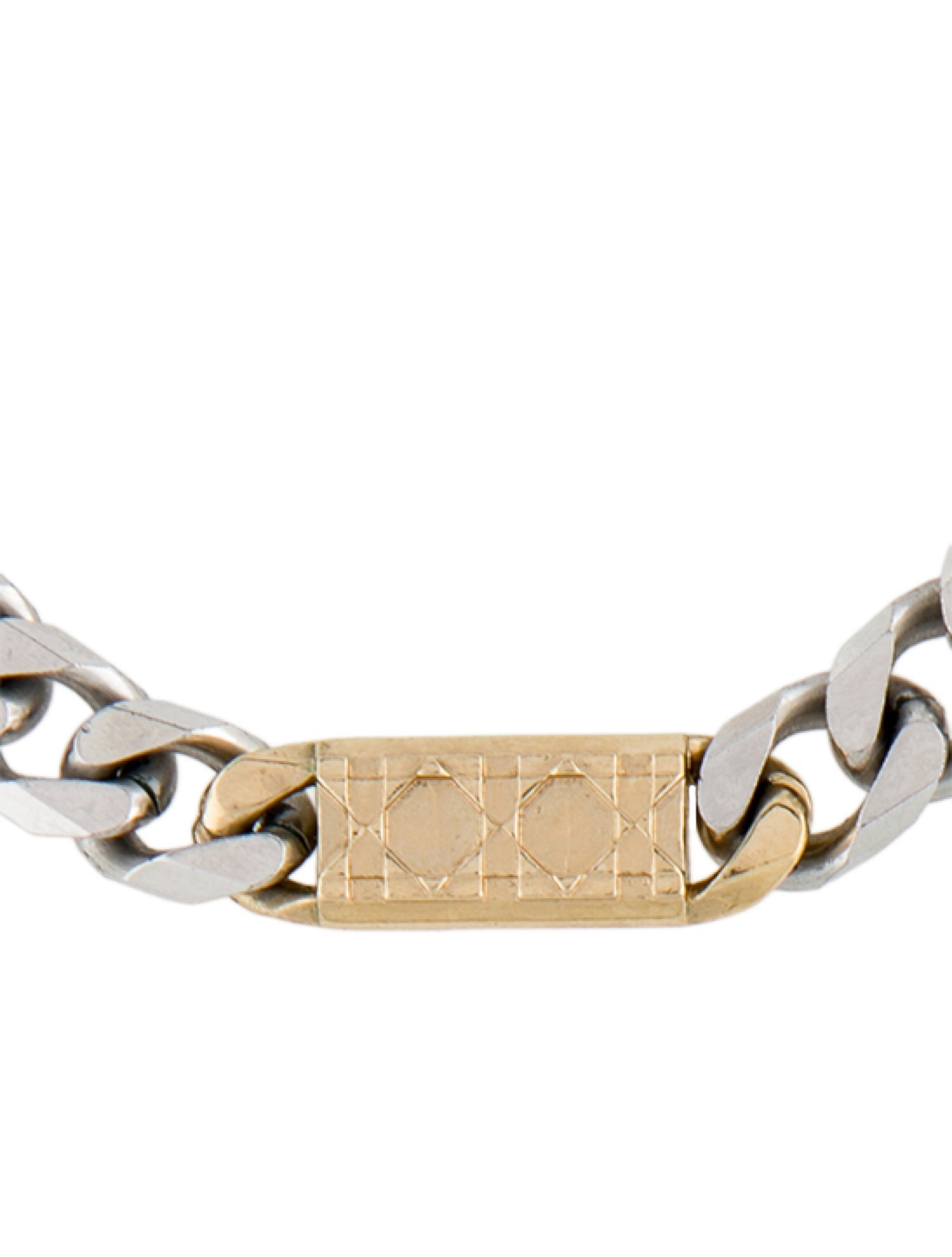 Christian Dior Two-Tone 'Cannage' Chain Link Necklace