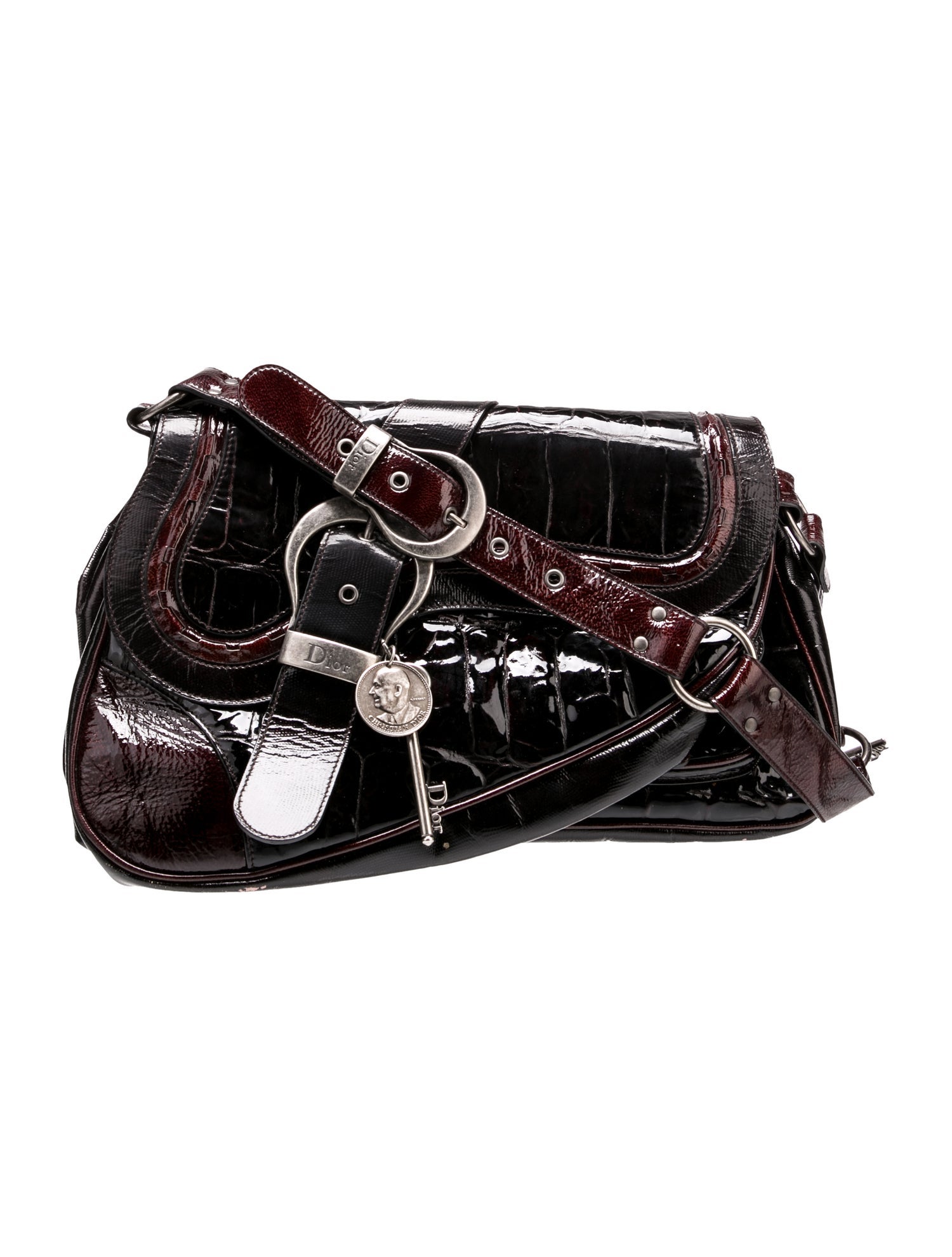 By Far Kiki Black Semi Patent Leather Shoulder Bag - Black