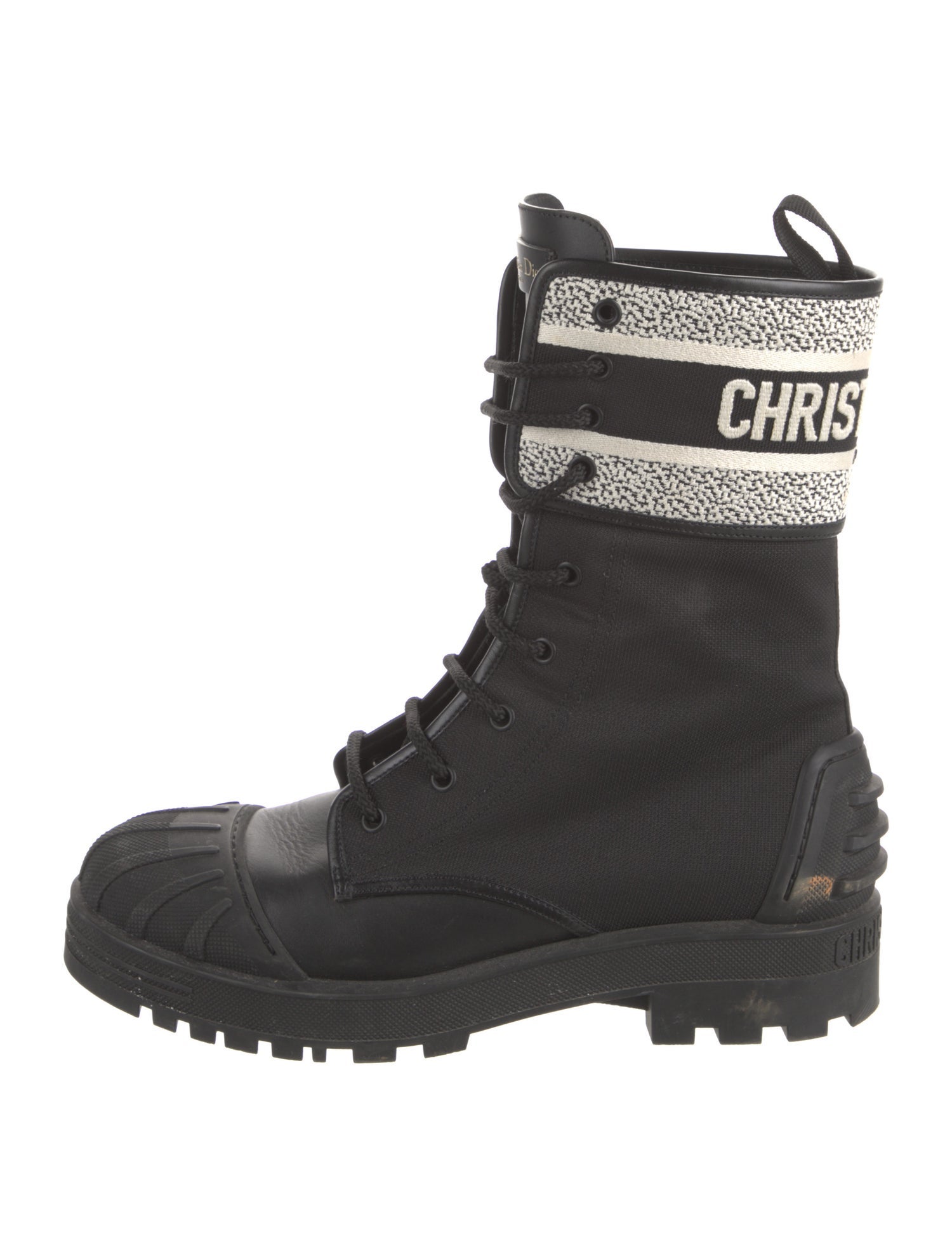 Christian Dior Canvas Graphic Print Combat Boots