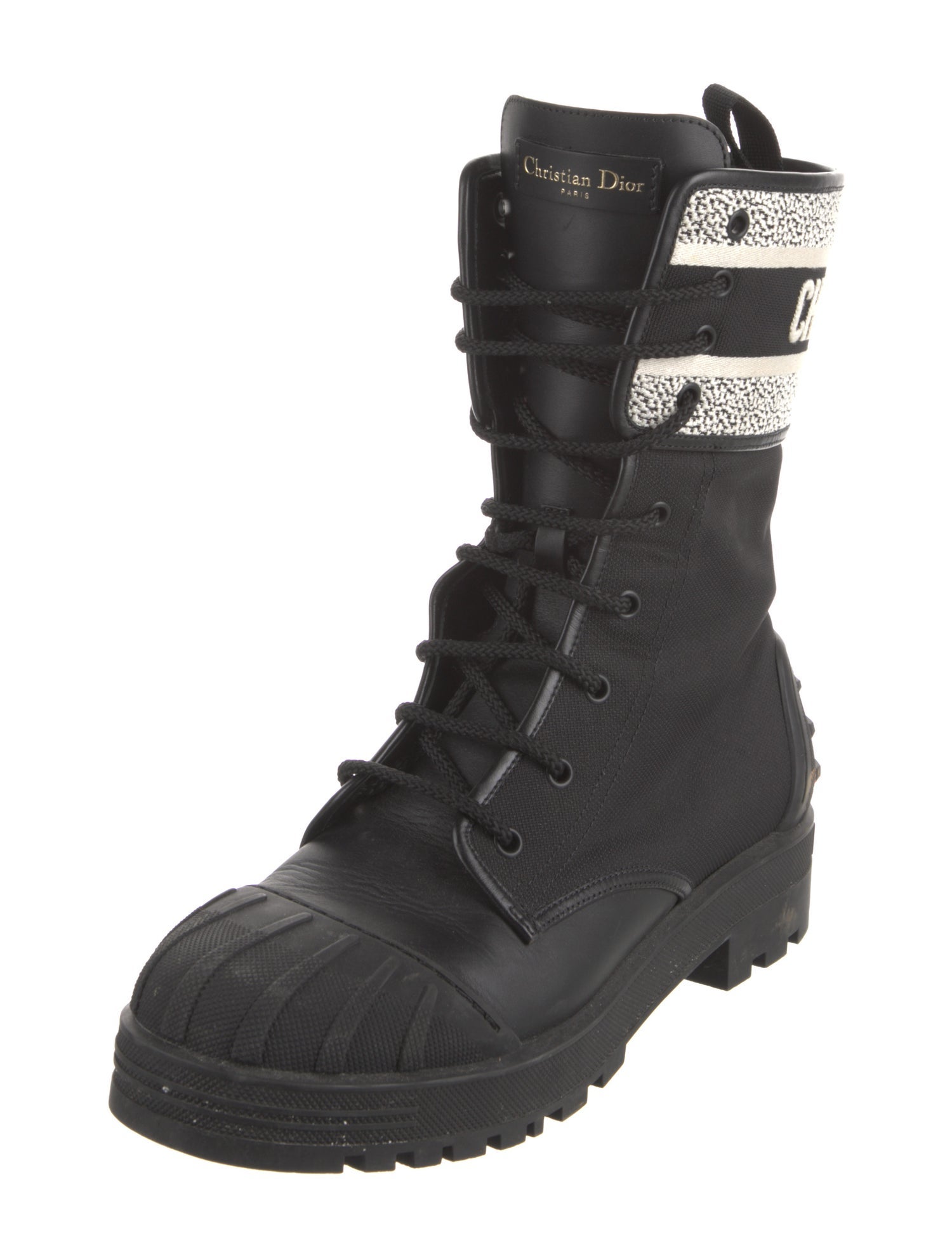 Christian Dior Canvas Graphic Print Combat Boots