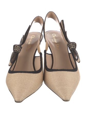 Christian Dior Canvas Printed Slingback Pumps