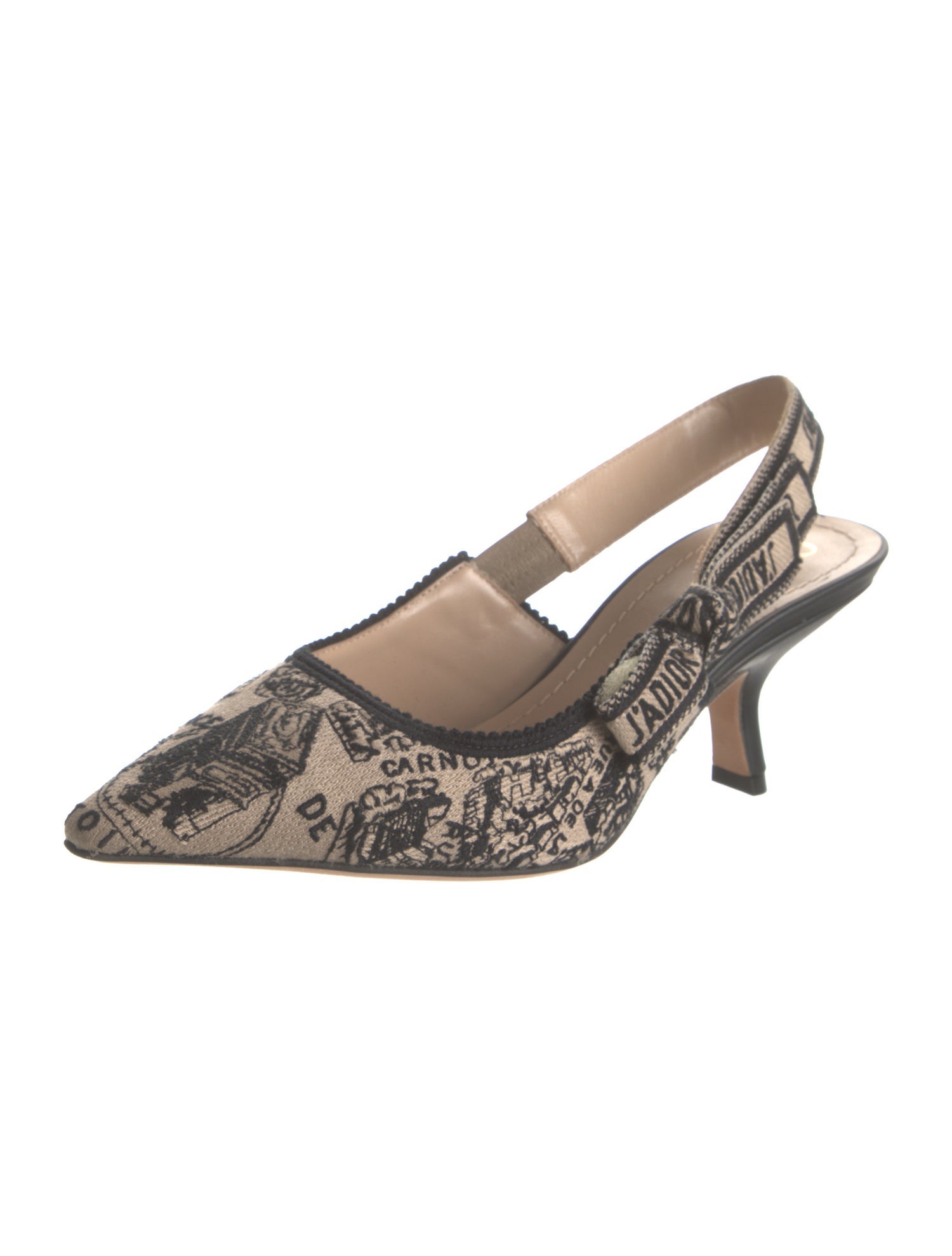 Christian Dior Printed Bow Accents Slingback Pumps