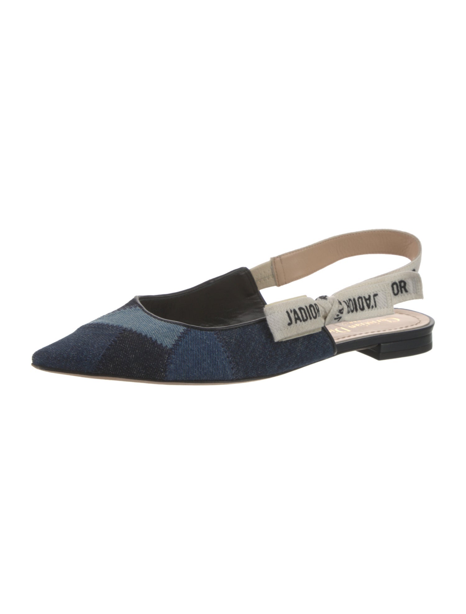 Christian Dior Denim Colorblock Pattern Slingback Flats