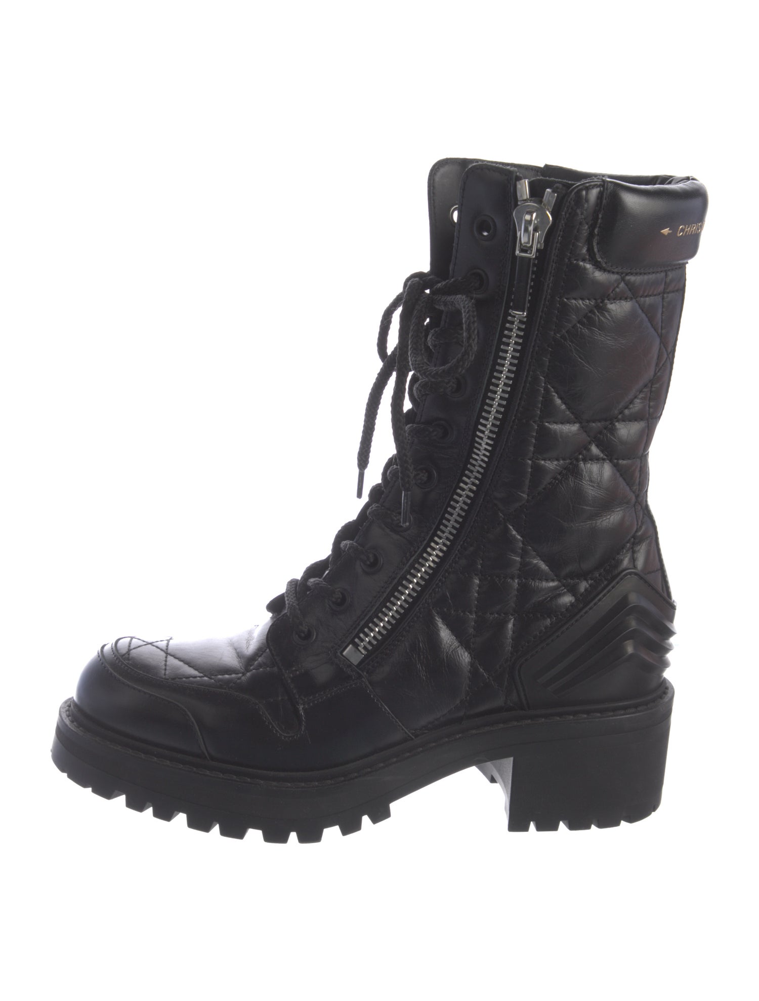 Christian Dior Cannage Pattern Leather Combat Boots