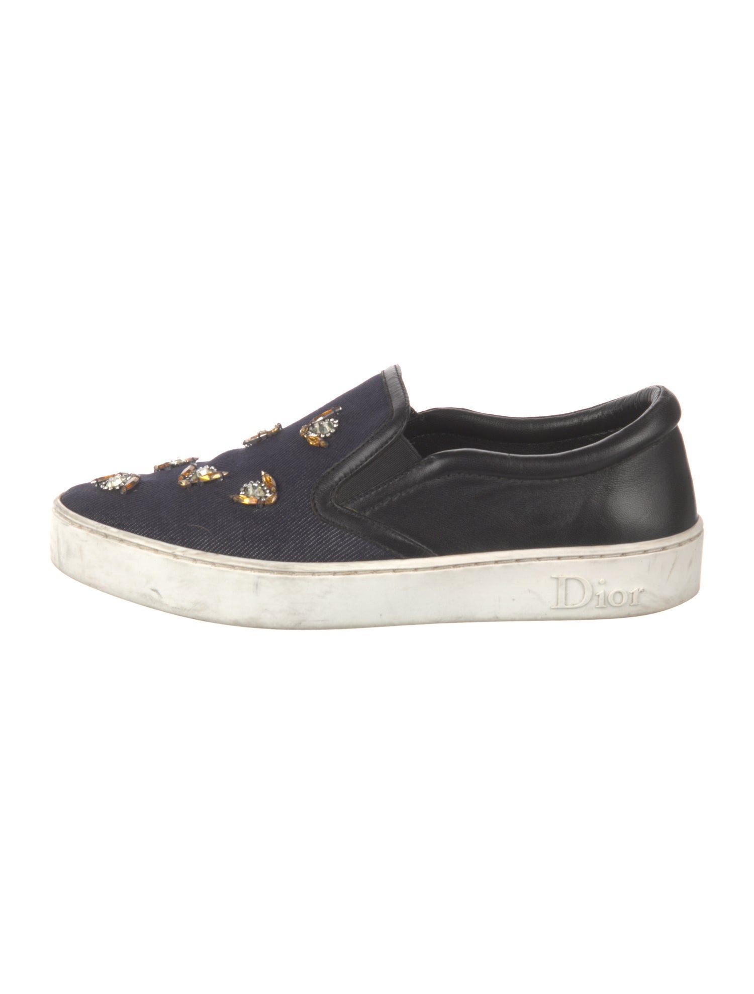 Christian Dior Denim Crystal Embellishments Sneakers