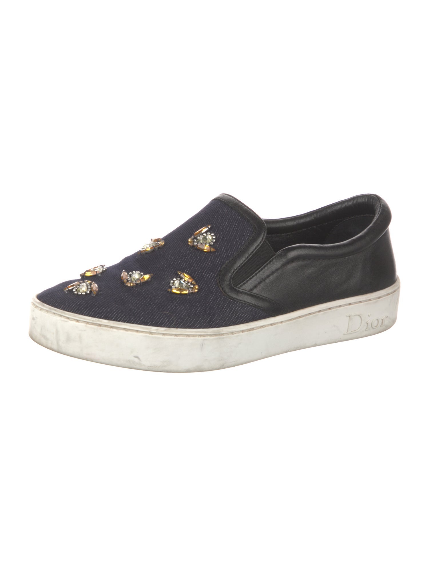 Christian Dior Denim Crystal Embellishments Sneakers