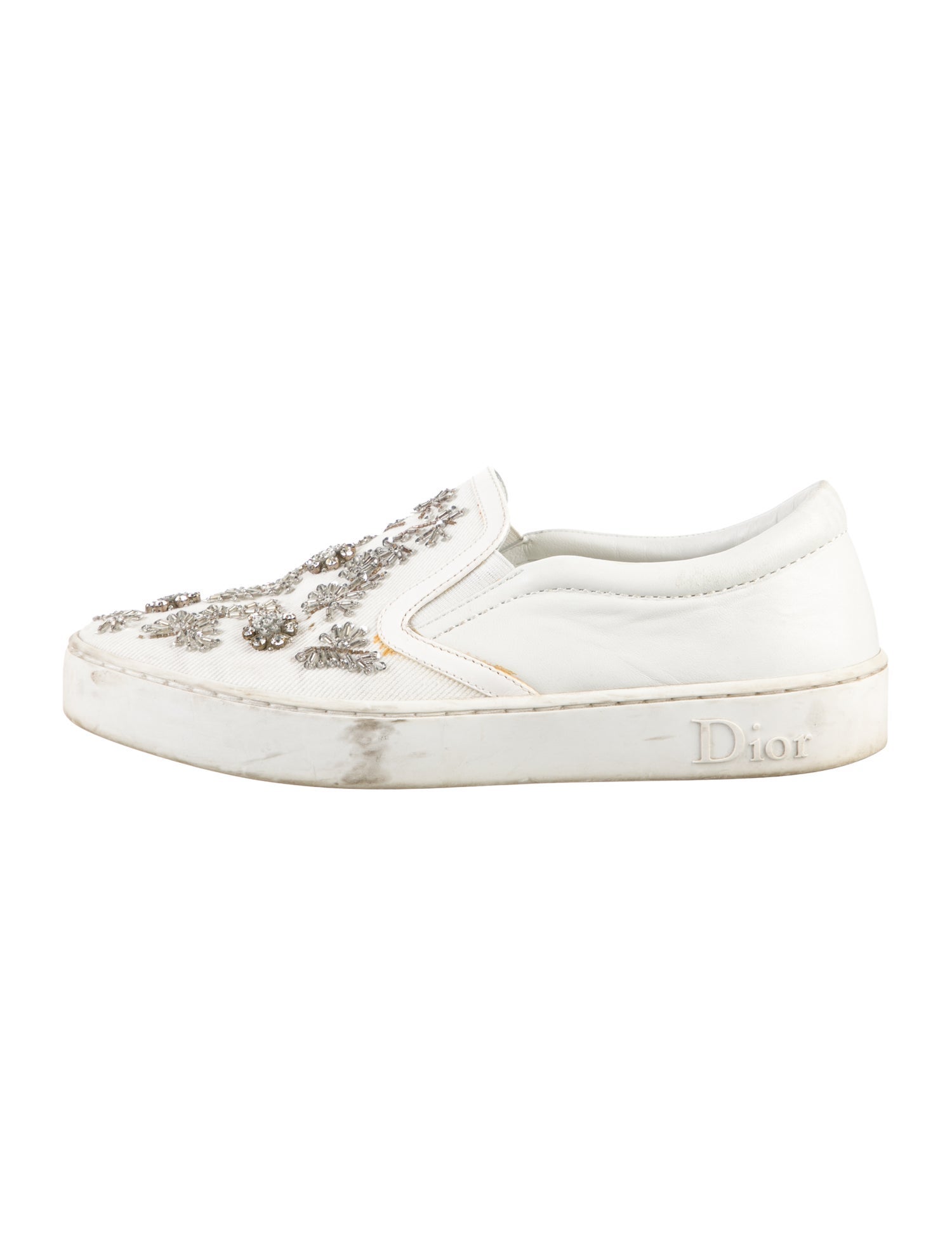 Christian Dior Leather Crystal Embellishments Sneakers