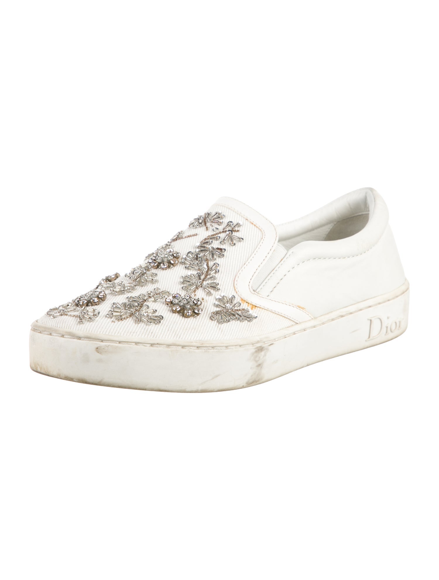 Christian Dior Leather Crystal Embellishments Sneakers