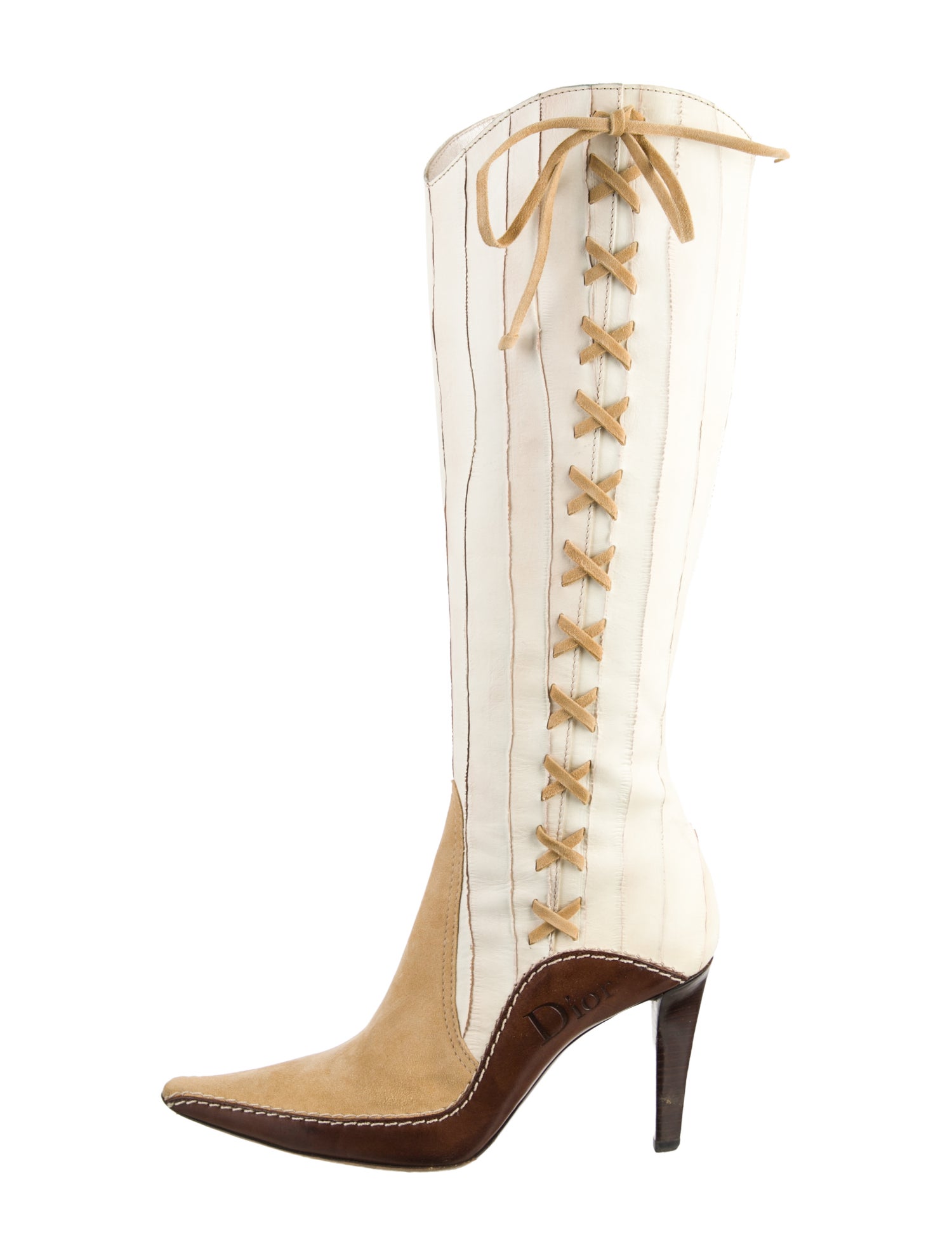 Christian Dior Leather Striped Boots