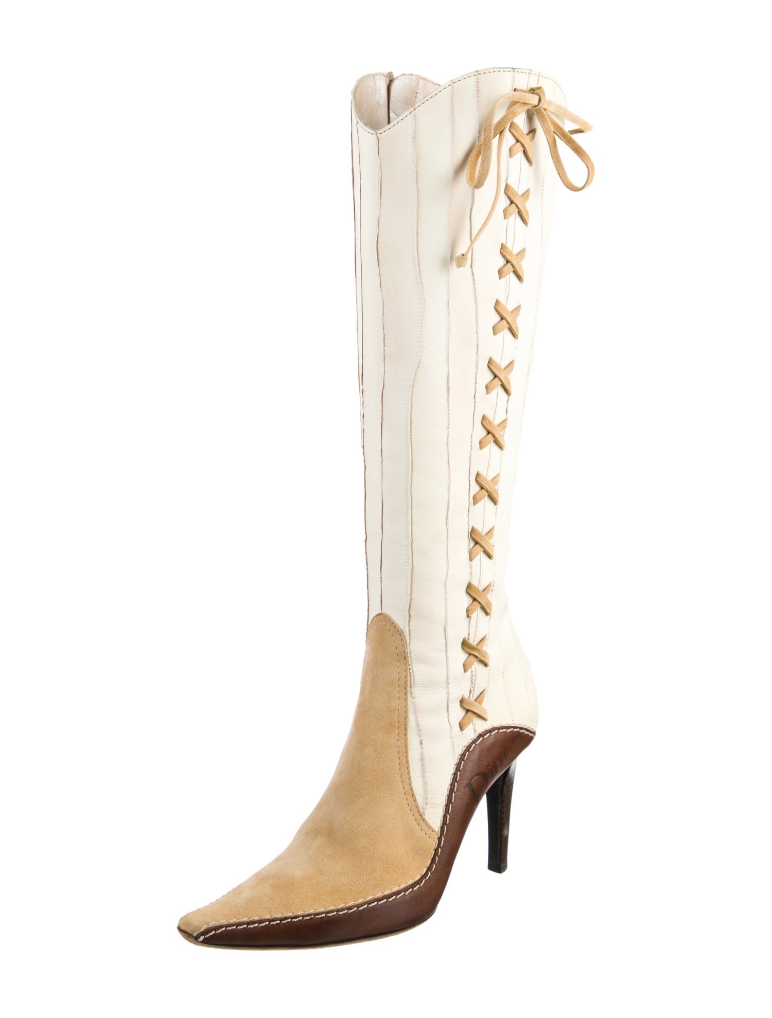 Christian Dior Leather Striped Boots