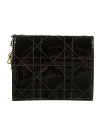 Christian Dior 2019 Cannage Patent Lady Dior Gardenia Wallet