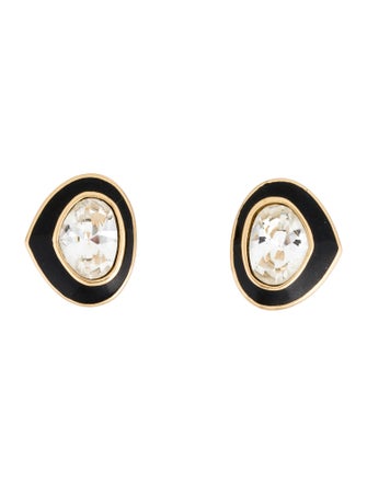 Christian Dior Vintage Crystal & Enamel Clip-On Earrings