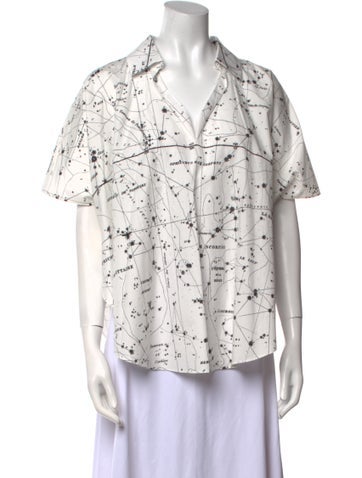 Christian Dior Tops Printed Short Sleeve Button-Up Top Us6, Fr38 | M