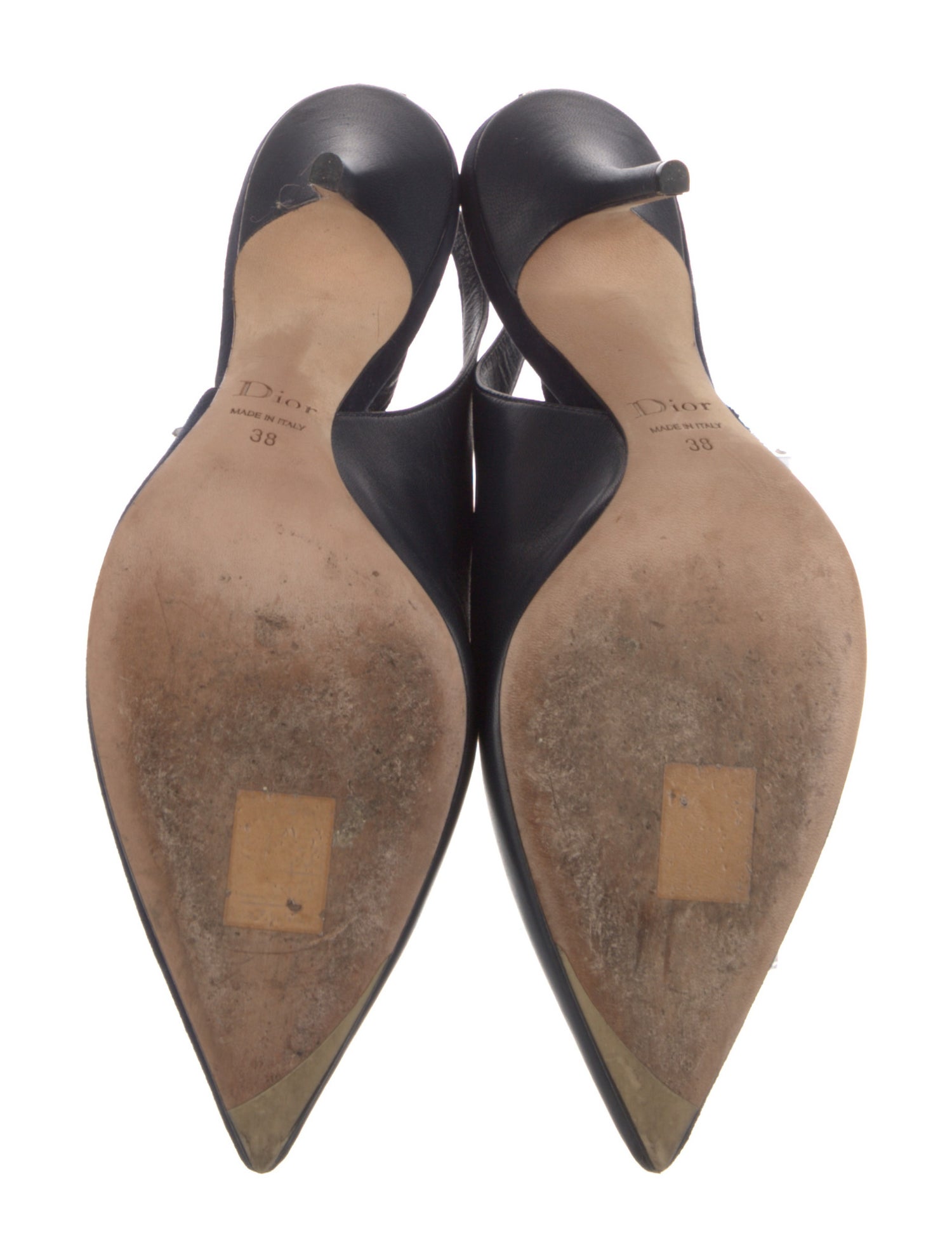Christian Dior Leather Bow Accents Slingback Pumps