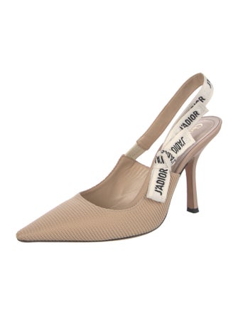 Christian Dior Graphic Print Bow Accents Slingback Pumps