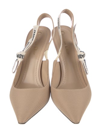 Christian Dior Graphic Print Bow Accents Slingback Pumps