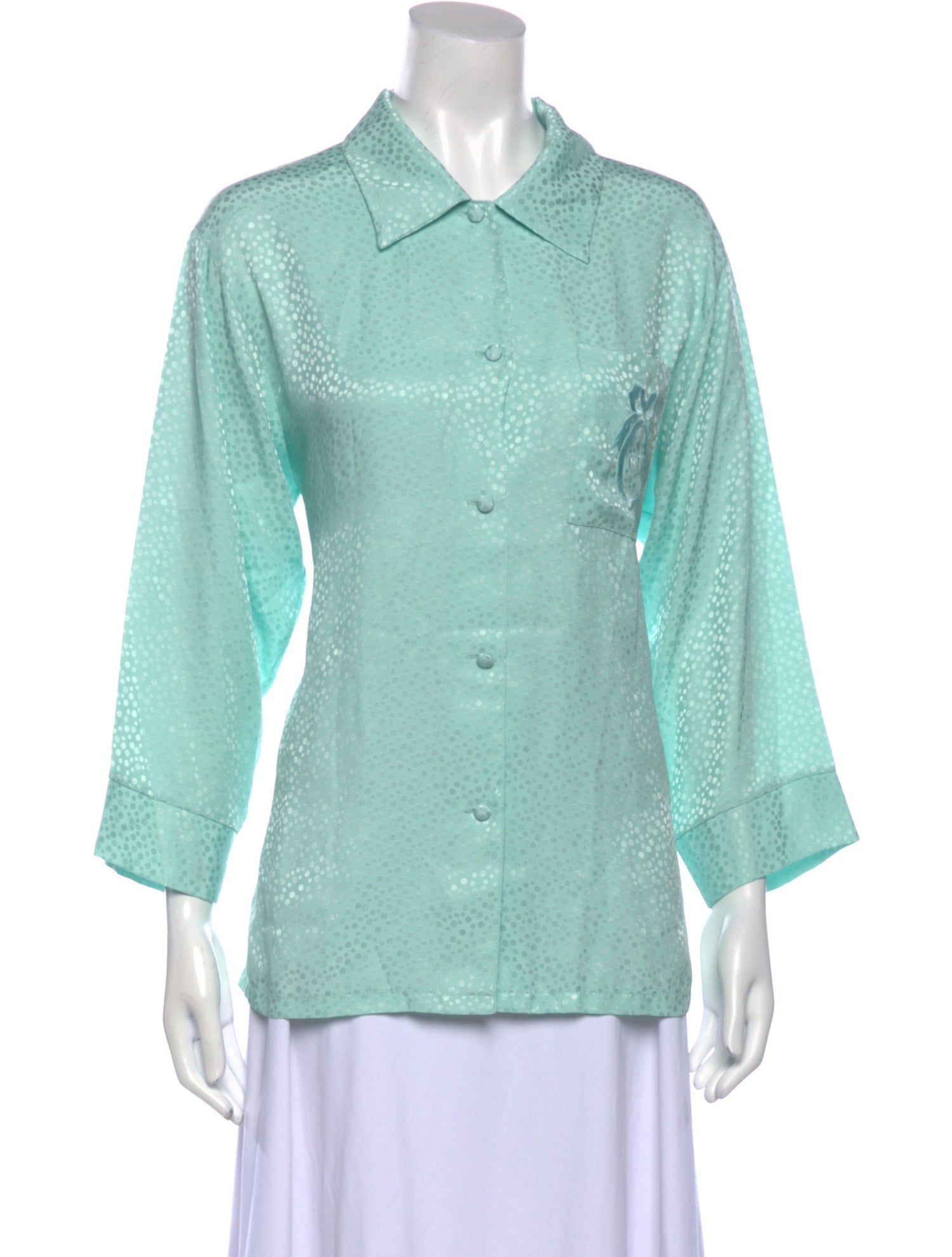 Christian Dior Three-Quarter Sleeve Button-Up Top