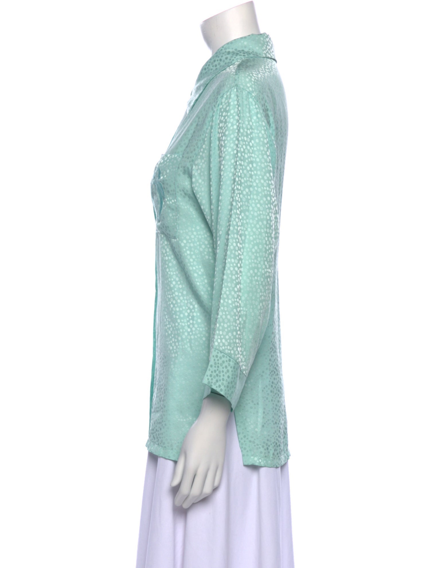 Christian Dior Three-Quarter Sleeve Button-Up Top