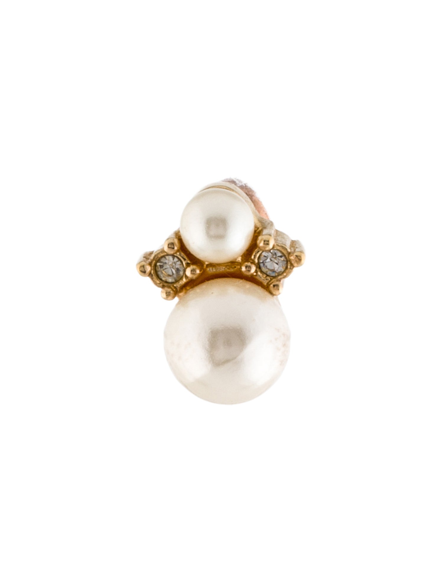 Christian Dior Vintage Faux Pearl & Crystal Single Stud Earring