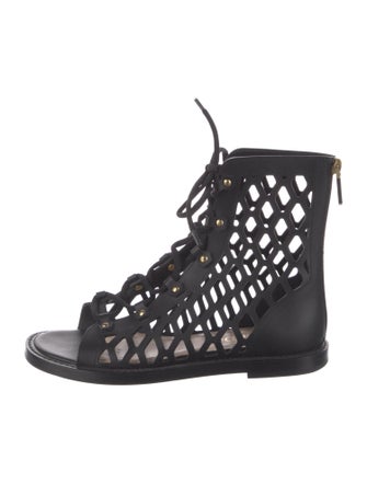 Christian Dior Leather Lasercut Accents Gladiator Sandals