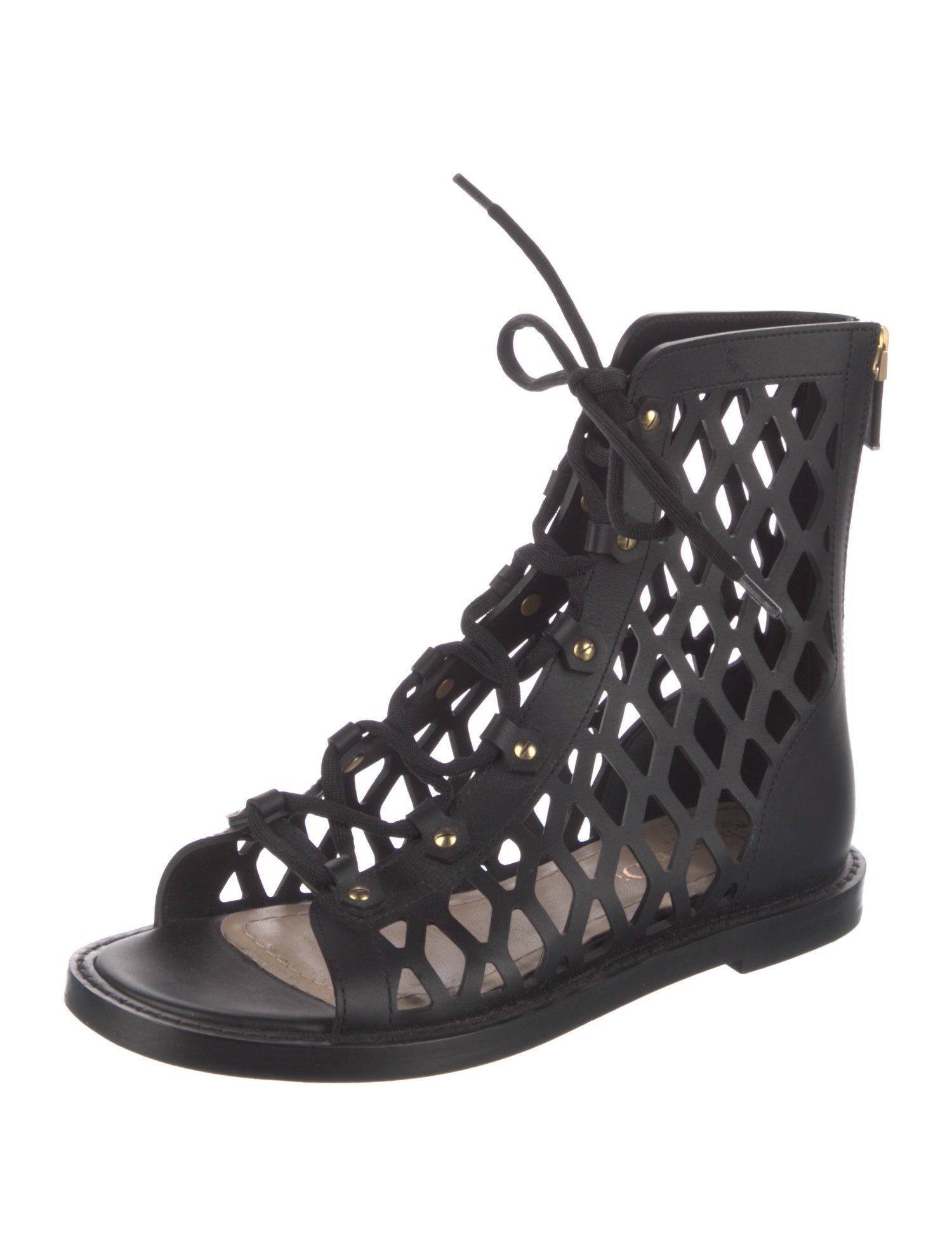 Christian Dior Leather Lasercut Accents Gladiator Sandals