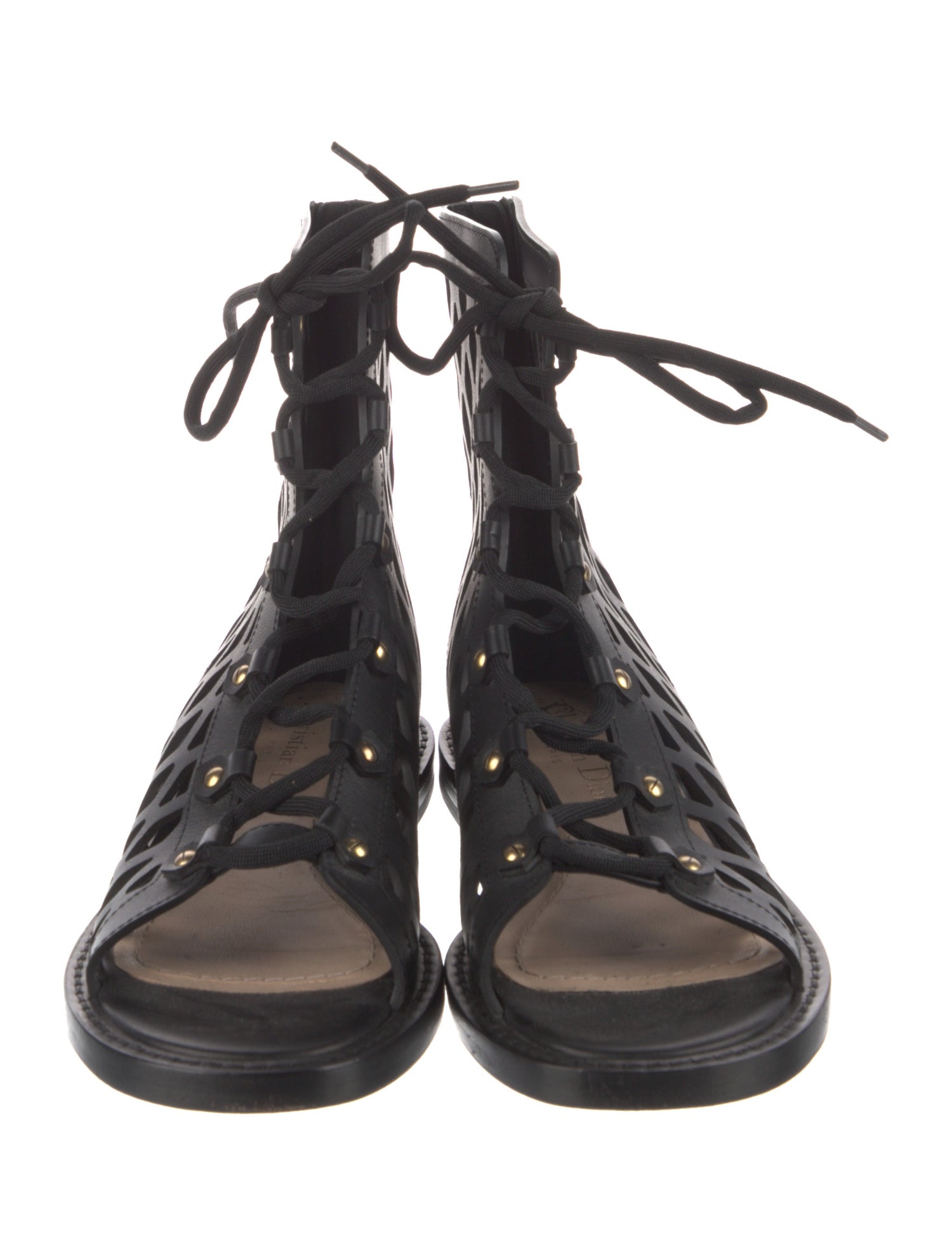 Christian Dior Leather Lasercut Accents Gladiator Sandals