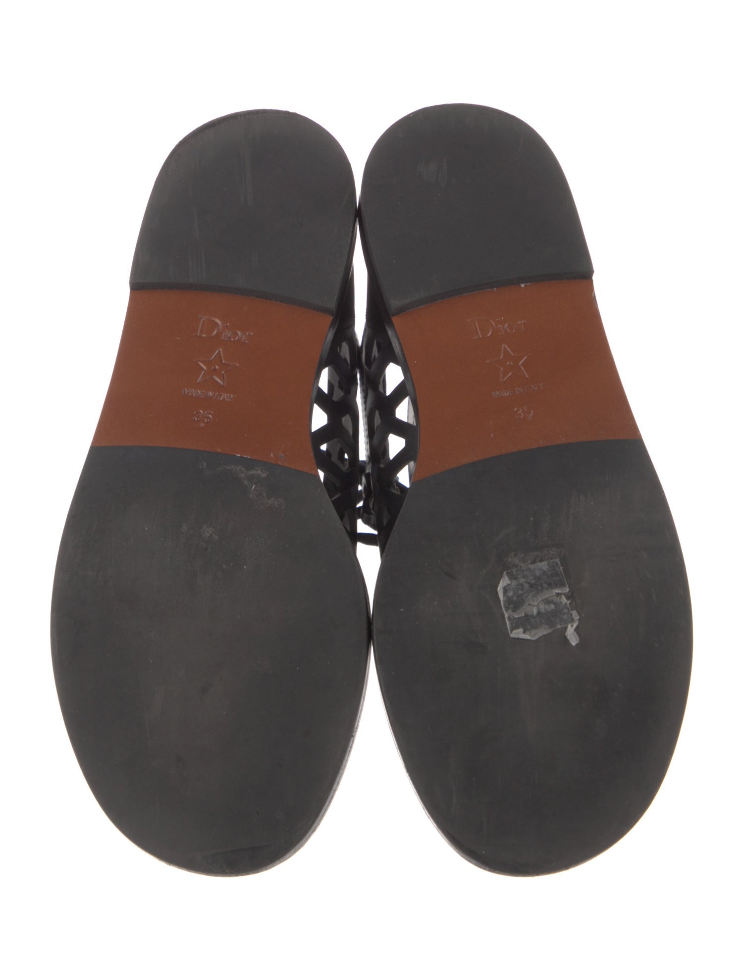 Christian Dior Leather Lasercut Accents Gladiator Sandals