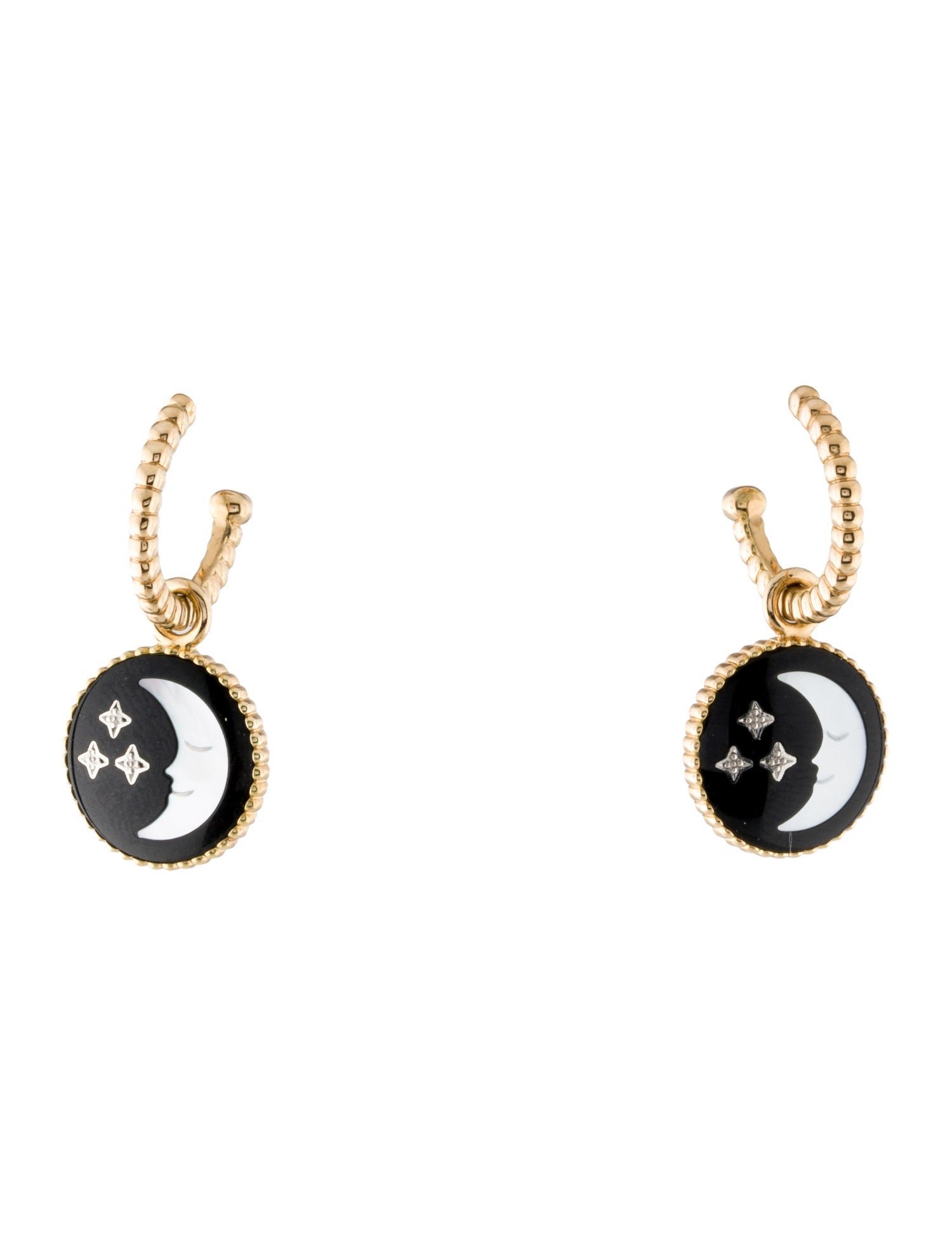 Christian Dior 18K Mother of Pearl, Onyx & Diamond Rose Céleste Drop Earrings