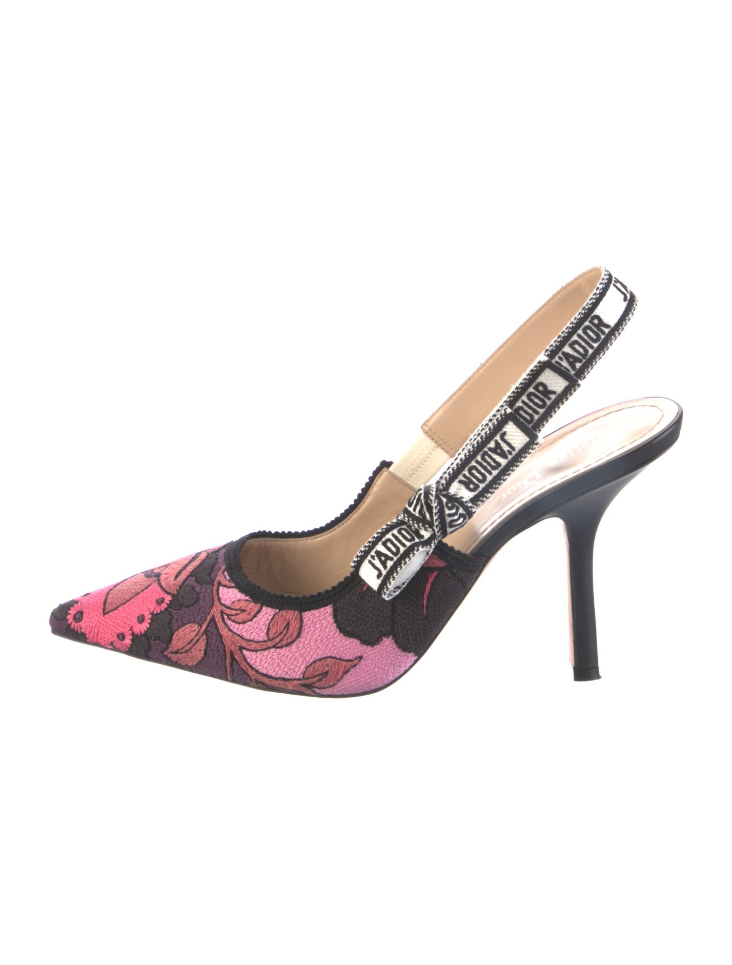 Christian Dior Floral Print Bow Accents Slingback Pumps