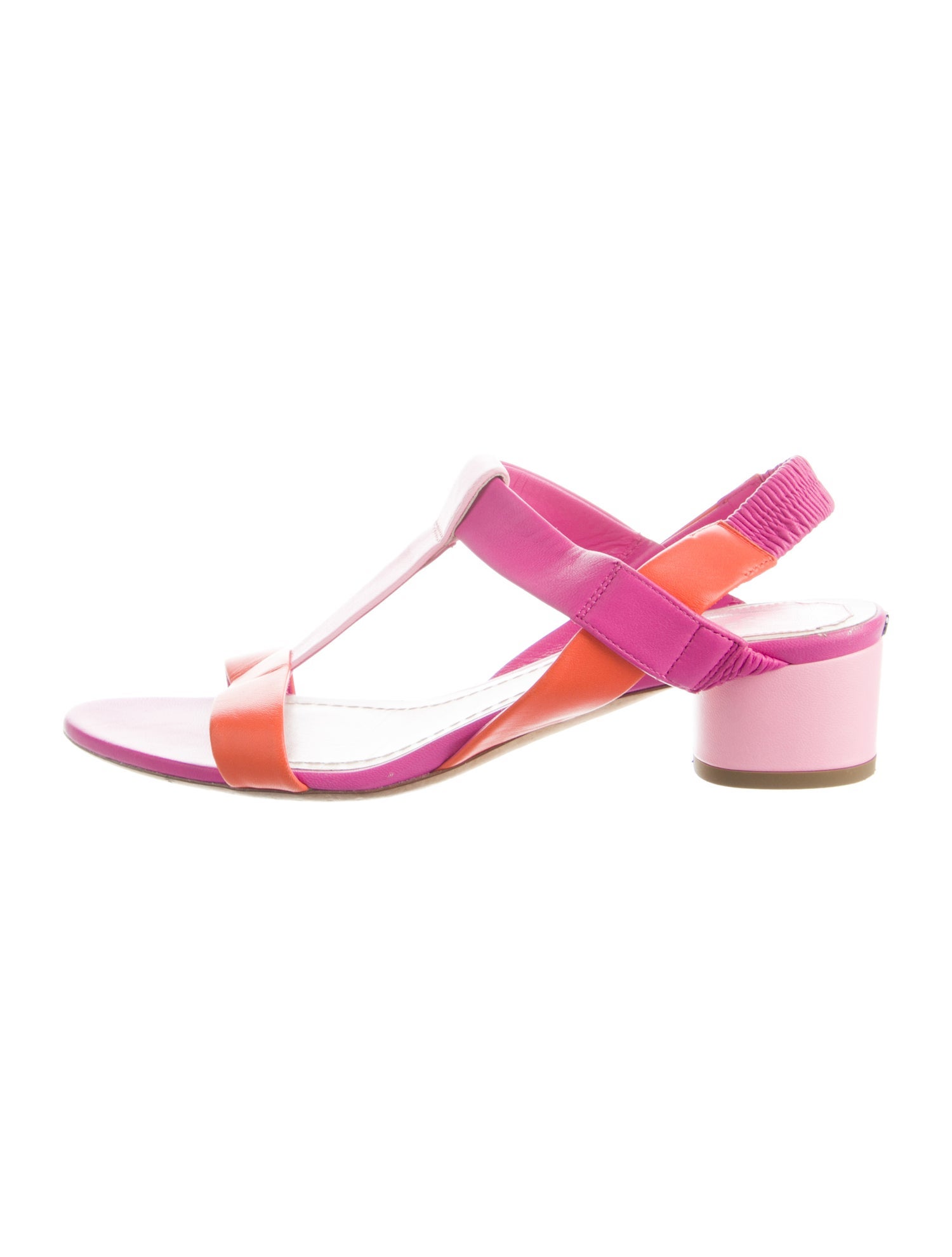 Christian Dior Leather Colorblock Pattern T-Strap Sandals