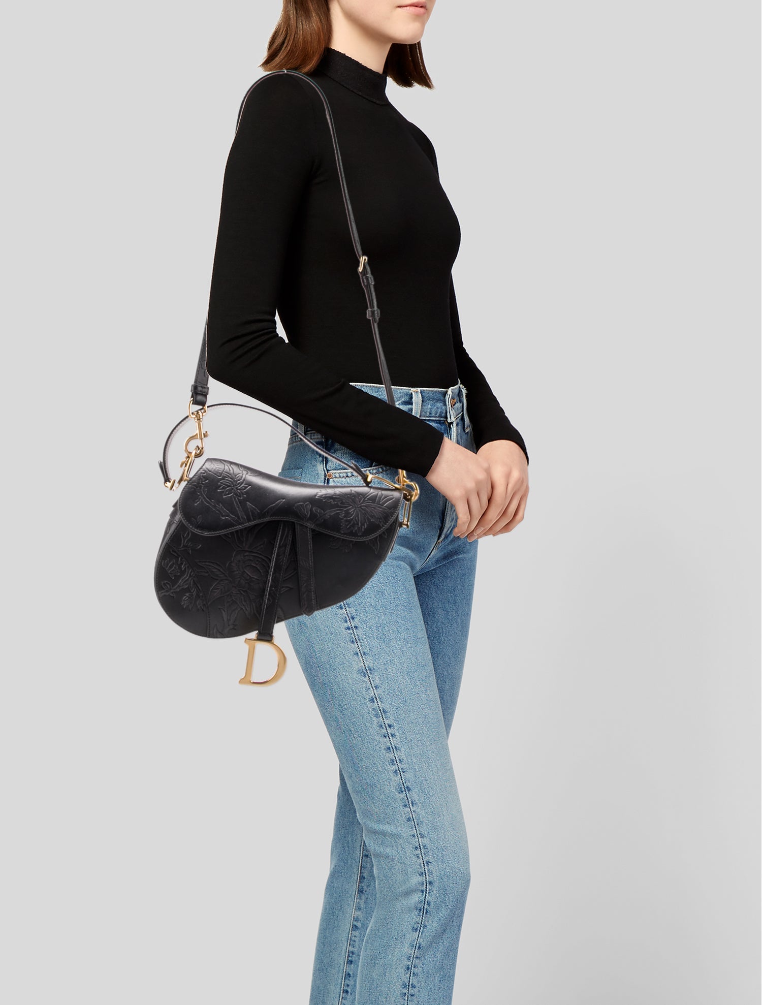 Christian Dior Embossed Leather Saddle 2022