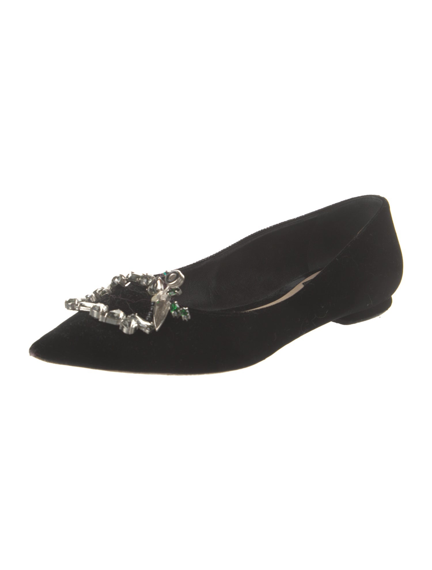 Christian Dior Velvet Crystal Embellishments Ballet Flats