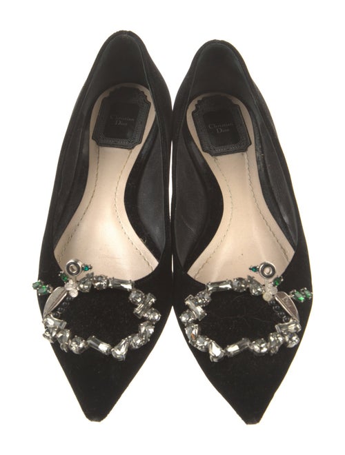 Christian Dior Velvet Crystal Embellishments Ballet Flats