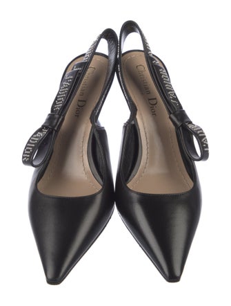 Christian Dior Leather Bow Accents Slingback Pumps