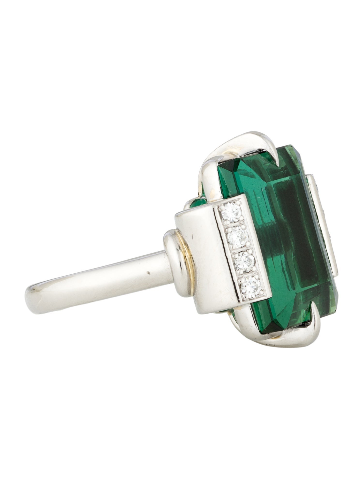 Christian Dior Vintage Platinum 13.28ct Tourmaline & Diamond Cocktail Ring