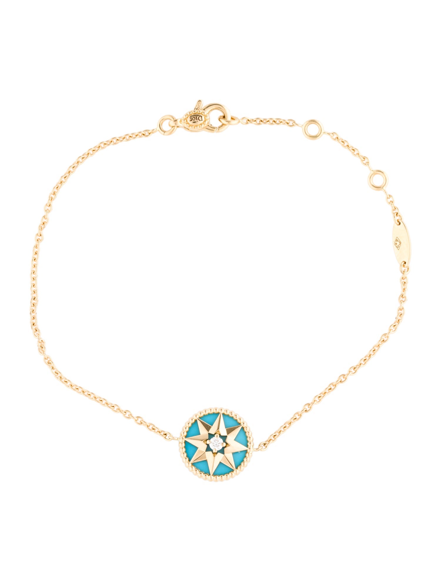 Christian Dior 18K Diamond & Turquoise Rose Des Vents Bracelet