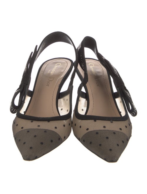 Christian Dior Mesh Polka Dot Print Slingback Pumps