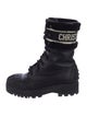 Christian Dior Leather Faux Fur Trim Combat Boots
