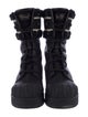 Christian Dior Leather Faux Fur Trim Combat Boots