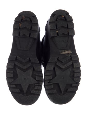 Christian Dior Leather Faux Fur Trim Combat Boots